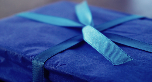 close up image of velvet blue gift box 